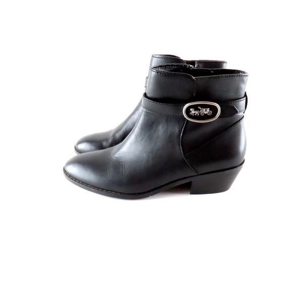 Coach Dylan Booties Boots Womens 6 Black Leather Ankle Preppy Equestrian Classic - Picture 3 of 8